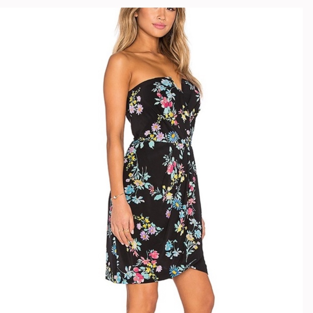Yumi Kim 100% Silk Strapless Floral Dress. Size S MSRP $229.00